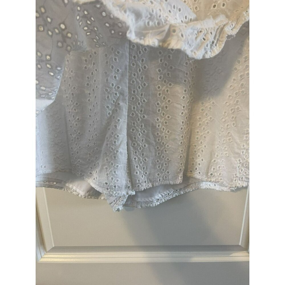 Hollister Womens White Eyelet High Rise Ruffle Faux wrap Skort M Lined side zip - Picture 5 of 5